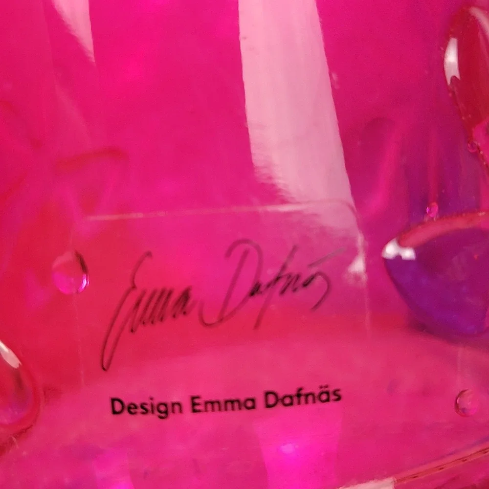 VTG 90s IKEA Emma Dafnas Marilyn Glass Bottle Vases Set‎ of 2 Pink Blue Retired